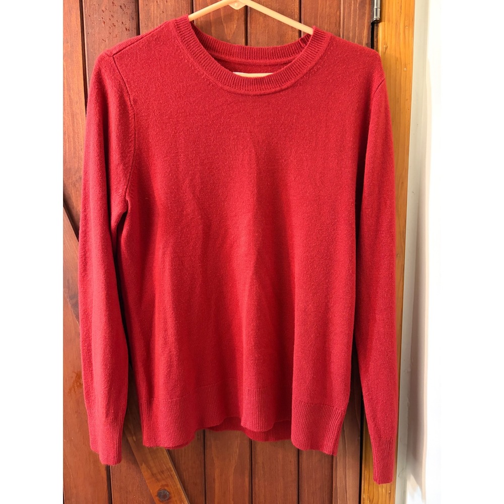 Croft & Barrow Petites Red Crewneck Long Sleeve Knit Pullover Sweater PM
